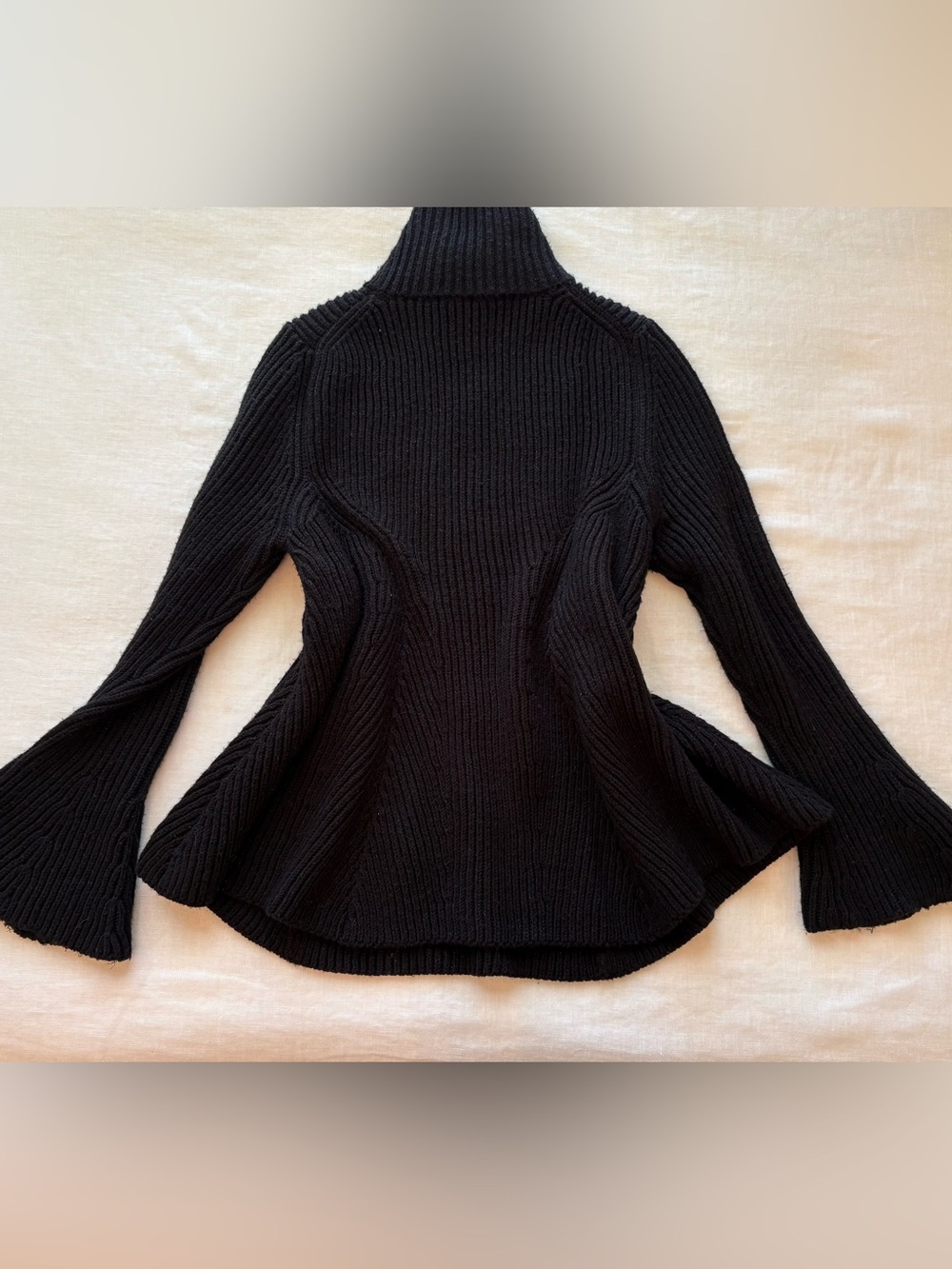 Oscar de la Renta Black Ribbed Turtleneck Sweater